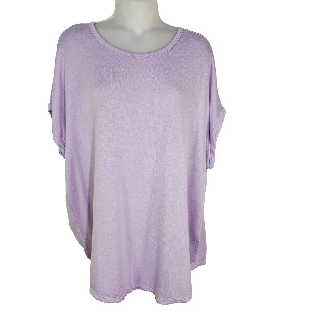 Buffalo David Bitton Womens Top Large French Terry Short Sleeve Pastel Lilac Tee